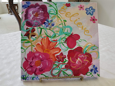 Painting by Donna of flowers and hope