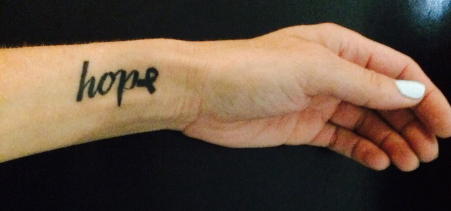 A picture of the author's hope tattoo