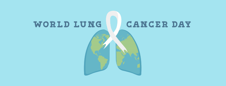 lungs shaped as the earth with a white ribbon connecting them for world lung cancer day