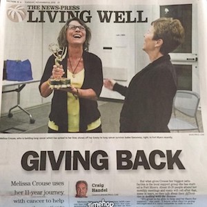 Newspaper headline featuring Melissa