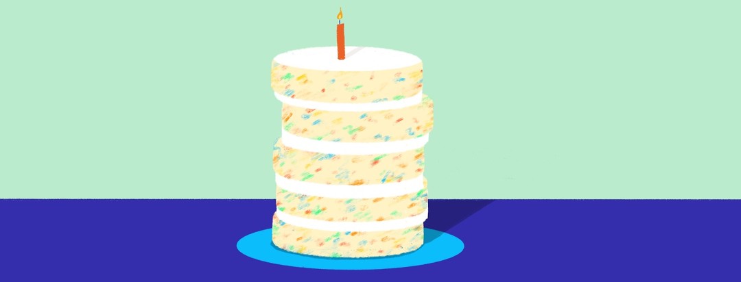 A slightly crooked funfetti birthday cake