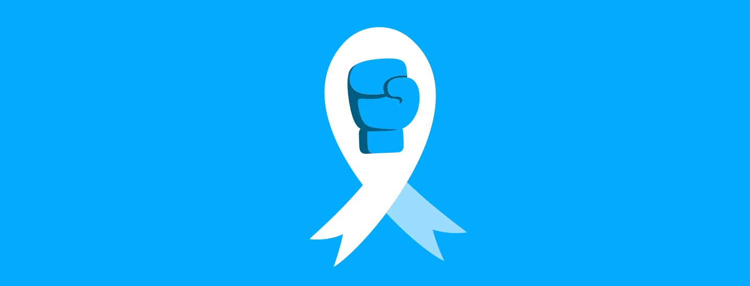 White Ribbon with a boxing glove in the center