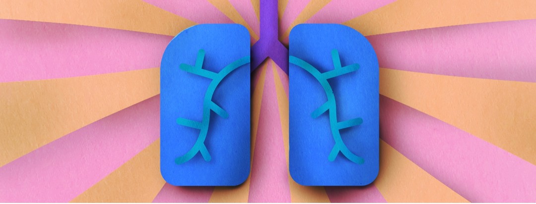 A pair of lungs with light radiating out from them