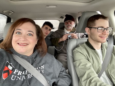 Ivy and her family driving to Princeton 