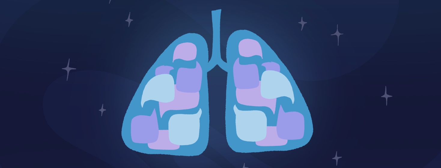 A pair of lungs filled with speech bubbles